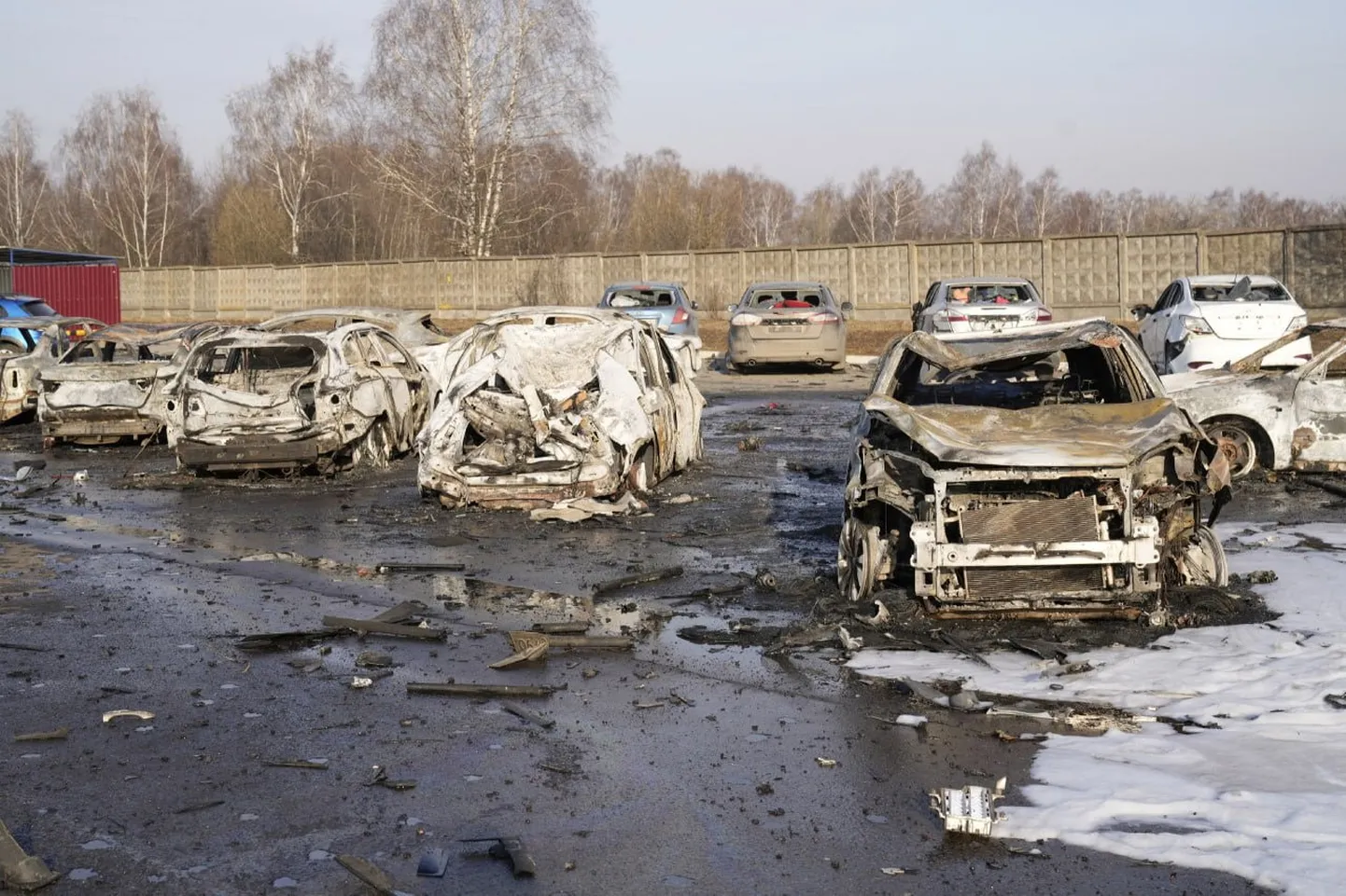 Ukrainas dronu trieciena sekas Maskavas apgabalā.