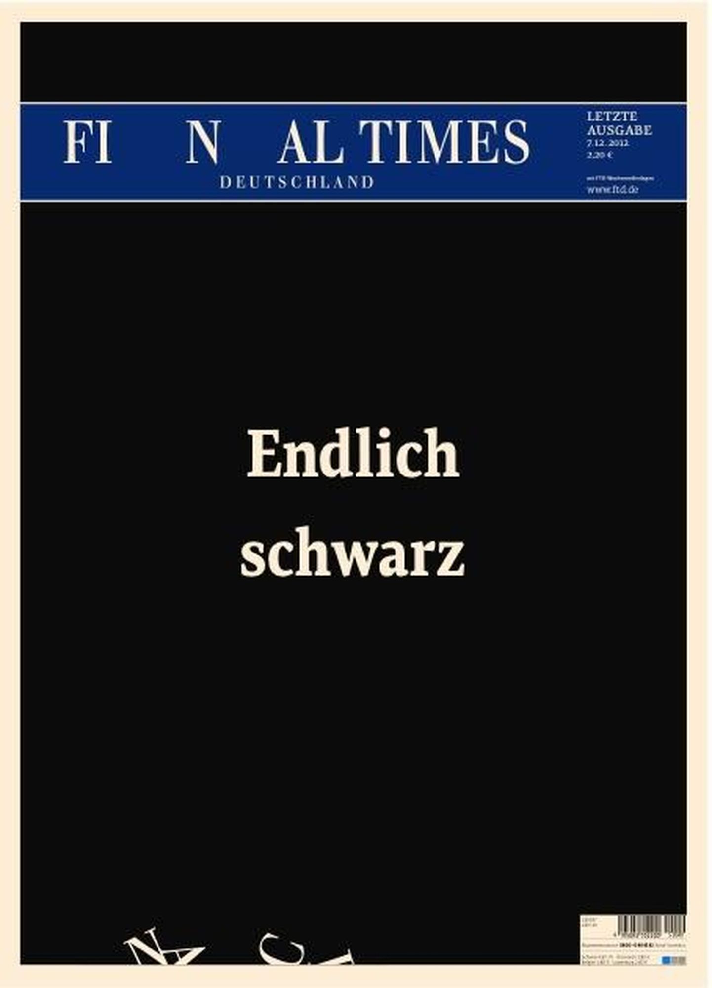 Financial Times Deutschlandi viimane esikülg.