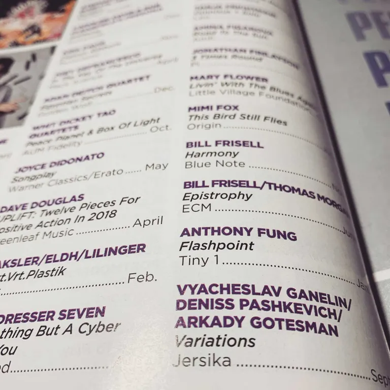 Gaņeļina, Paškeviča un Gotesmana albums iekļuvis starp žurnāla "DownBeat" gada albumiem