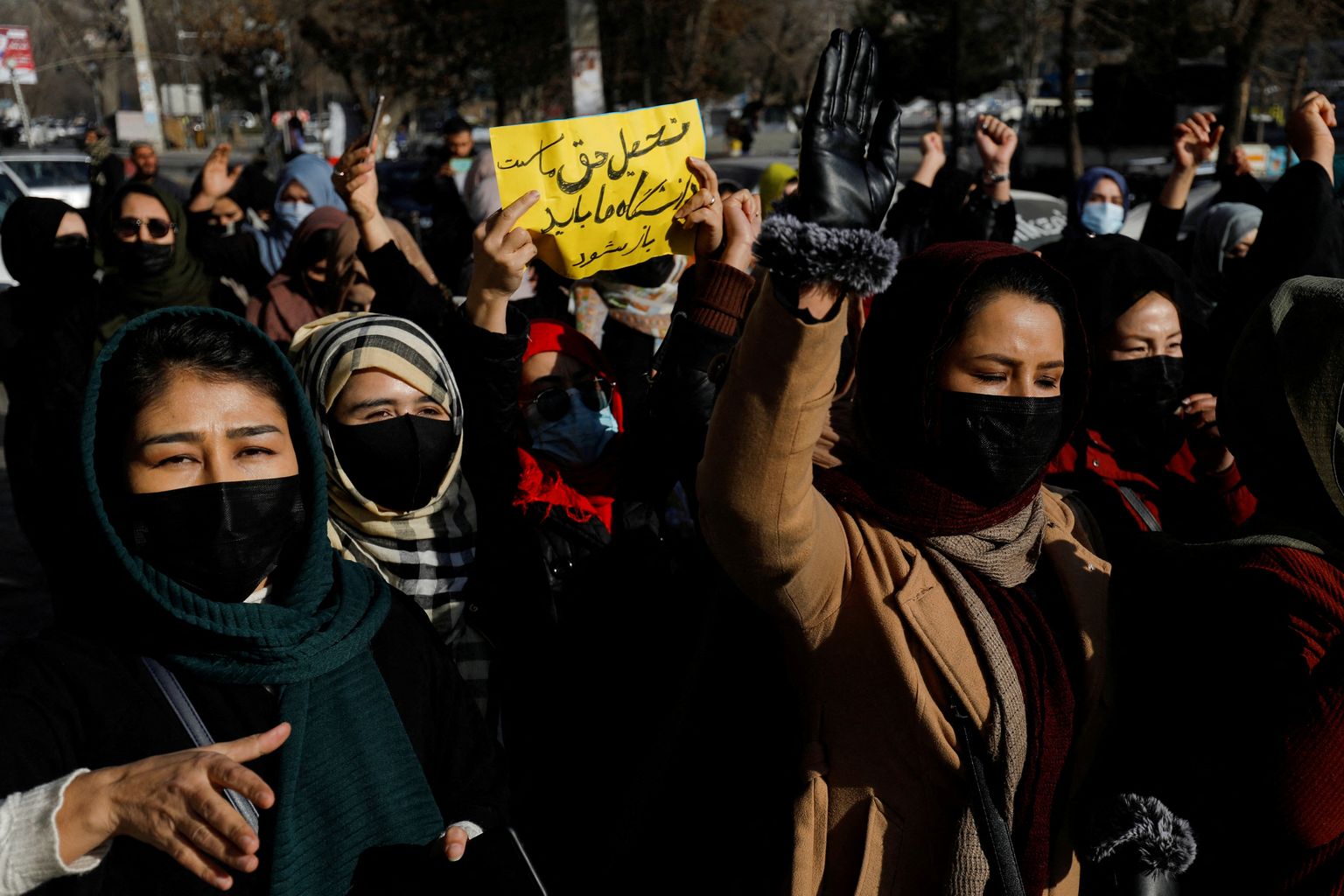 Afganistani naised avaldavad Kabulis meelt ülikoolikeelu vastu 22. detsember 2022.