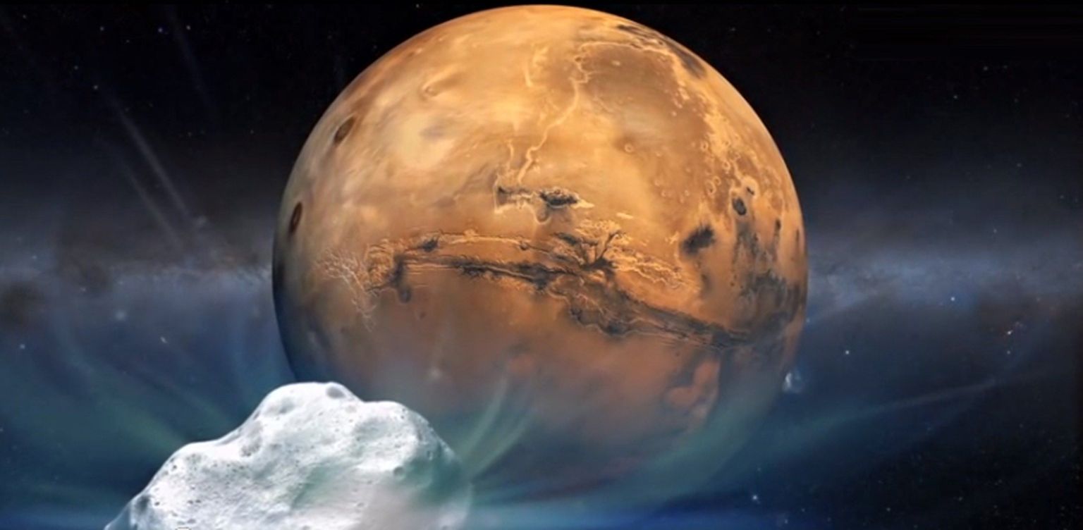 Kunstnikunägemus komeedi lähenemisest Marsile.