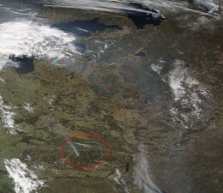 Satelliidipilt, mis näitab täna Eesti poole kulgevat õrna vinet.