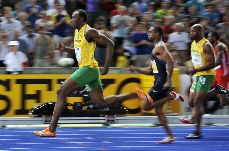 Usain Bolt 2009. aastal maailmarekordijooksus.
