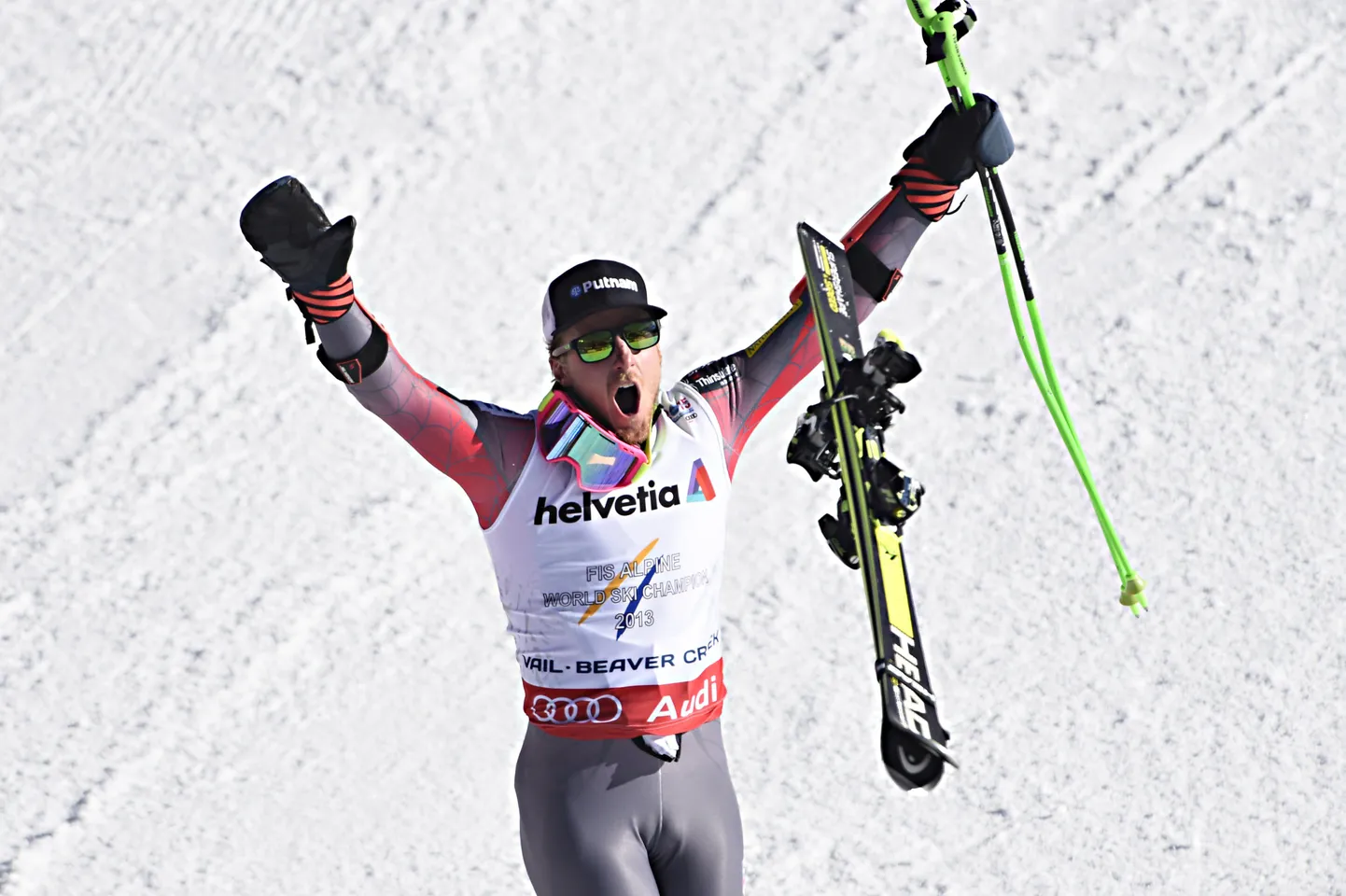 Ted Ligety tähistamas MM-tiitlit.