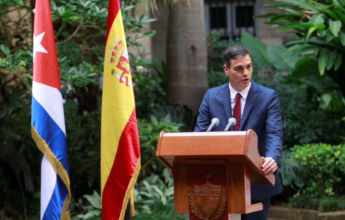 Spānijas premjerministrs vizītes laikā Kubā 2018. gada 23. novembrī.
