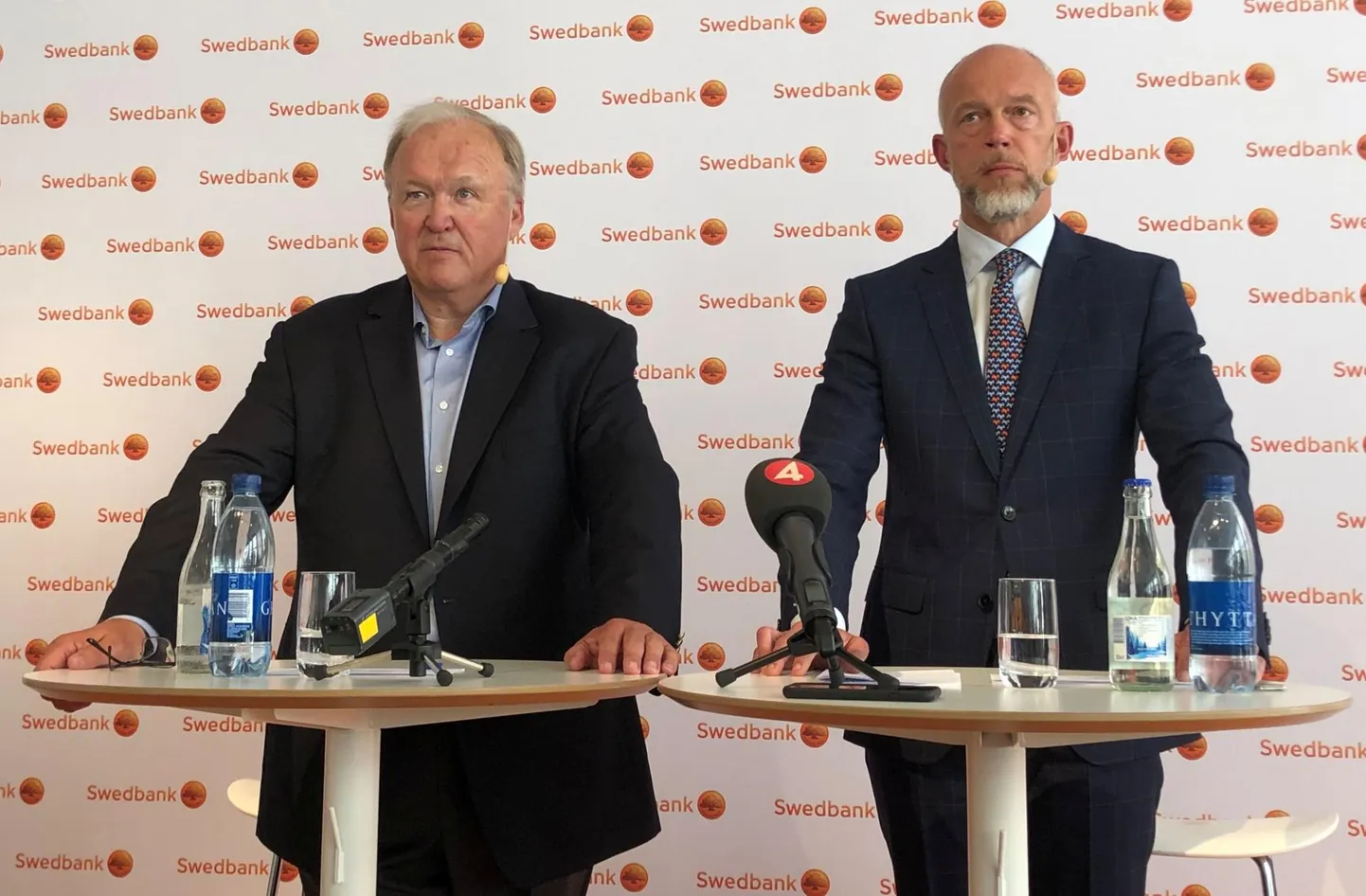 Swedbanki nõukogu esimees, Rootsi endine peaminister Goran Persson (vasakul) ja tegevjuht Anders Karlsson.