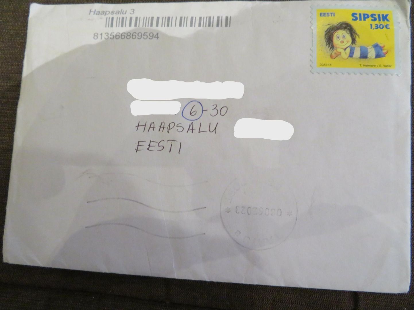 На конверте, отправленном в Хаапсалу, стоит штамп Тартуского распределительного центра с датой 8 июня, но письмо пришло только в конце октября.