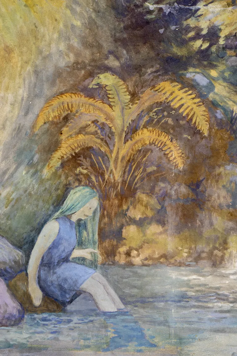 Fragment Ilmar Malini seinamaalist Mooste kultuurimaja saalis.
