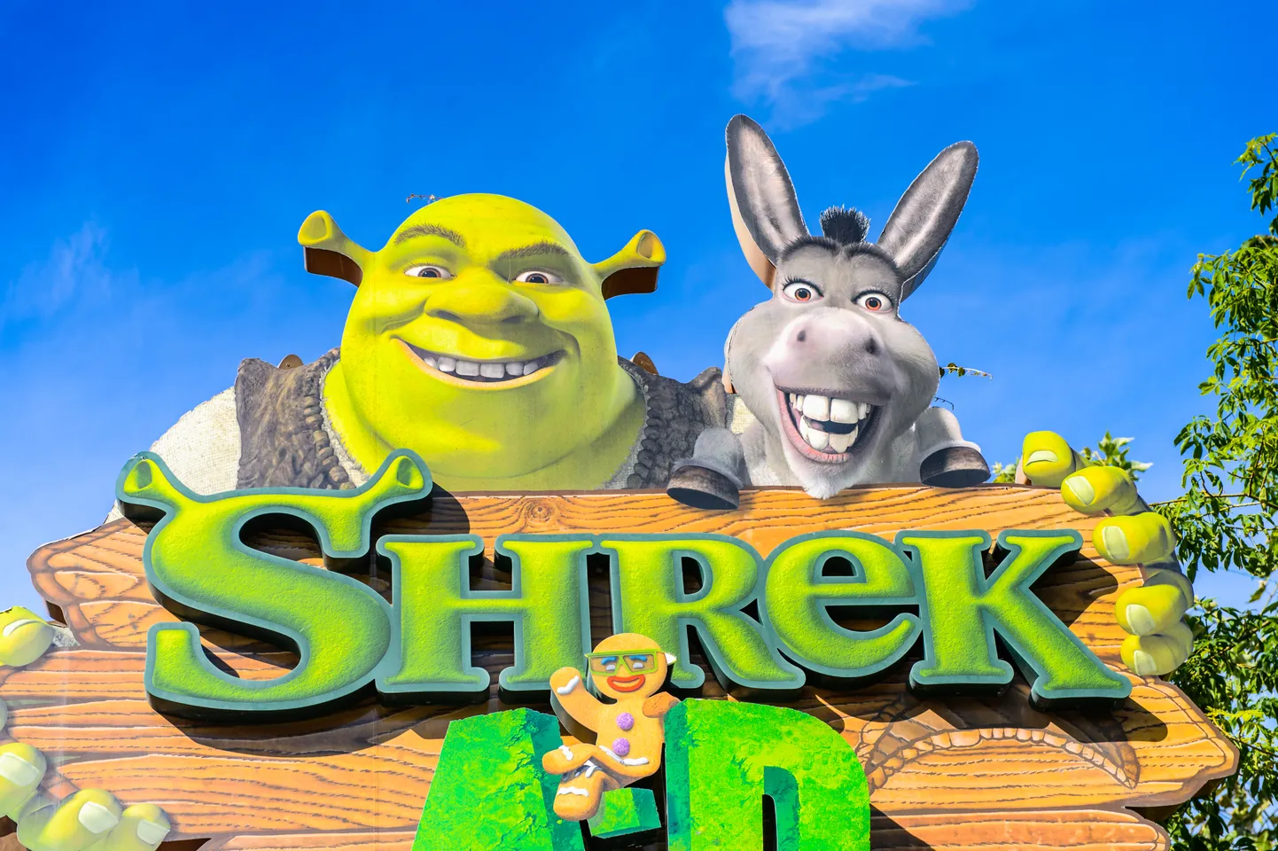 Šreka tematiskās izklaides centra ieejas noformējums "Universal Studios" kompleksā Losandželosā.