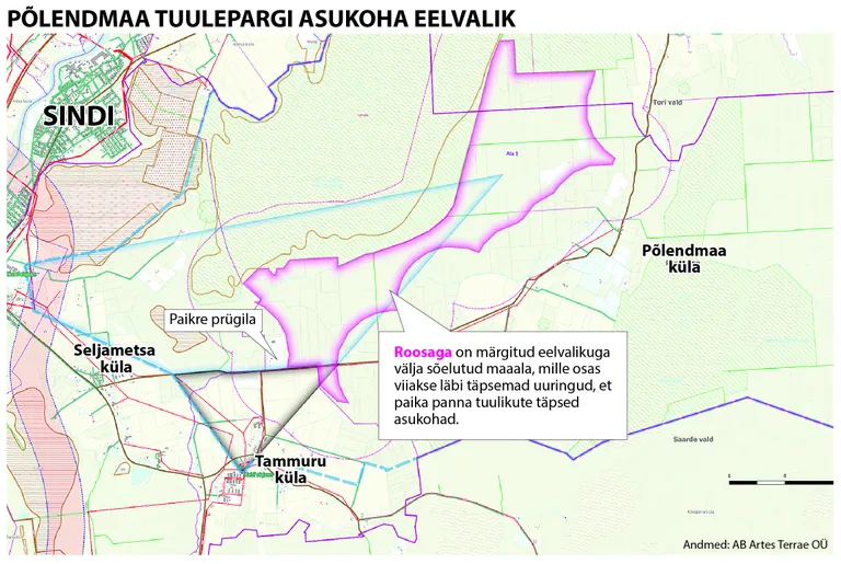 Põlendmaa tuulepargi asukoha eelvalik