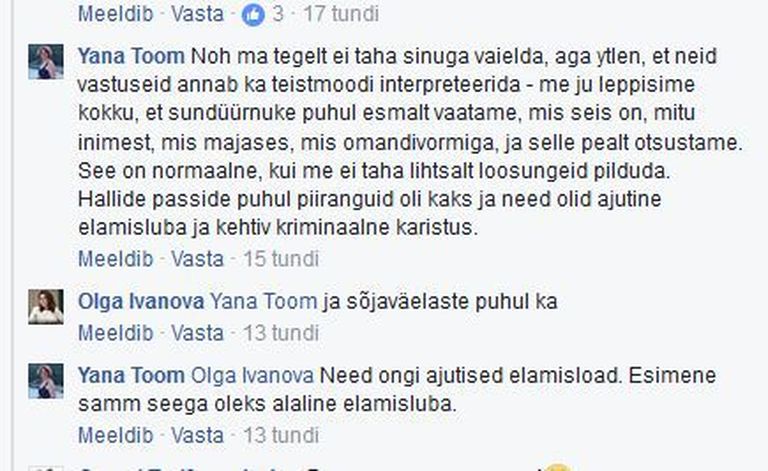 Yana Toomi vastulause Oudekki Loonele, kes tuletas meelde, milliseid nende ettepanekud oleksid Mailis Repsi ja Kadri Simsoni arvates võinud jõuda Keskerakonna  programmi.
