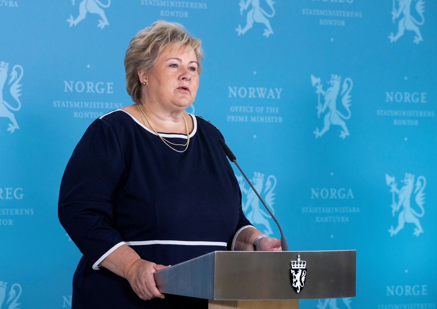 Norvēģijas premjerministre Erna Solberga.