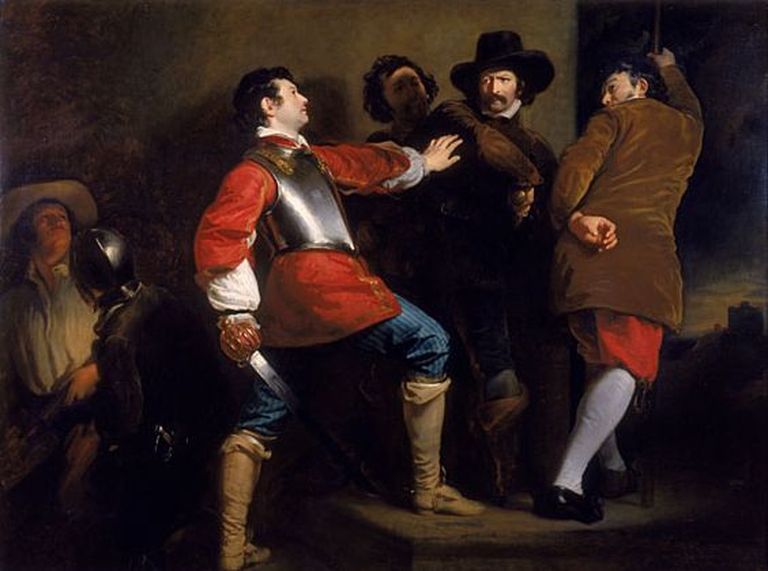 19. sajandi maal, millel on kujutatud Guy Fawkesi arreteerimist