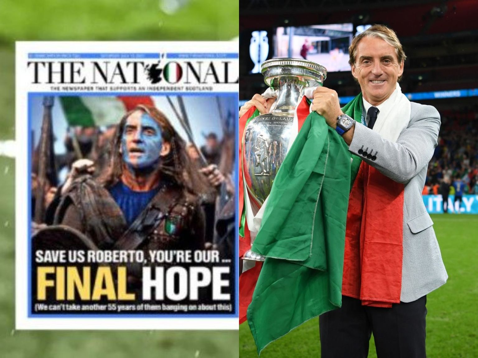 Šoti meedia lootis pühapäeval Itaalia jalgpallimeeskonna võitu Inglismaa üle.