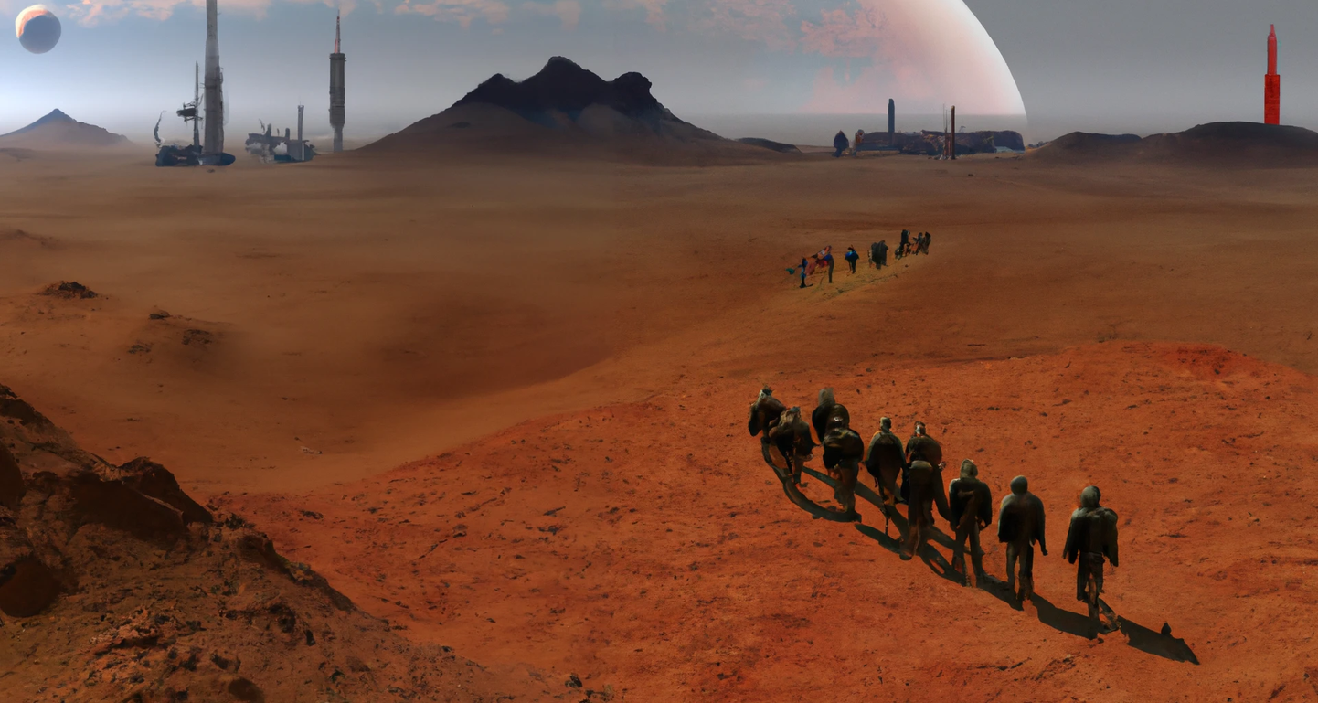 Tehisintellekt Dall-E loodud pilt tsivilisatsioonist Marsil.
