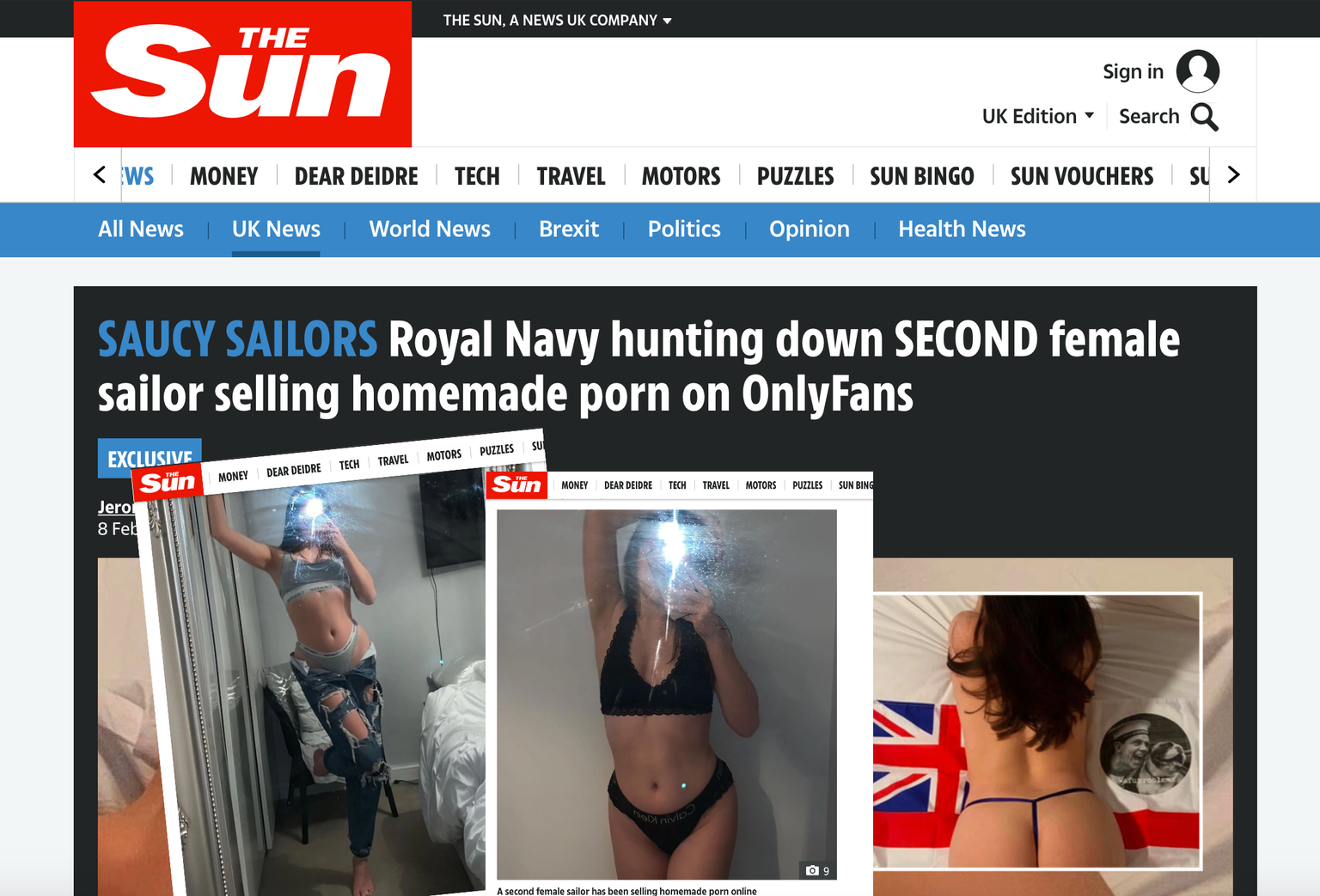 Briti kuninglik merevägi on hädas järgmise töötajaga, kes postitab OnlyFansi lehele pornograafilist sisu.