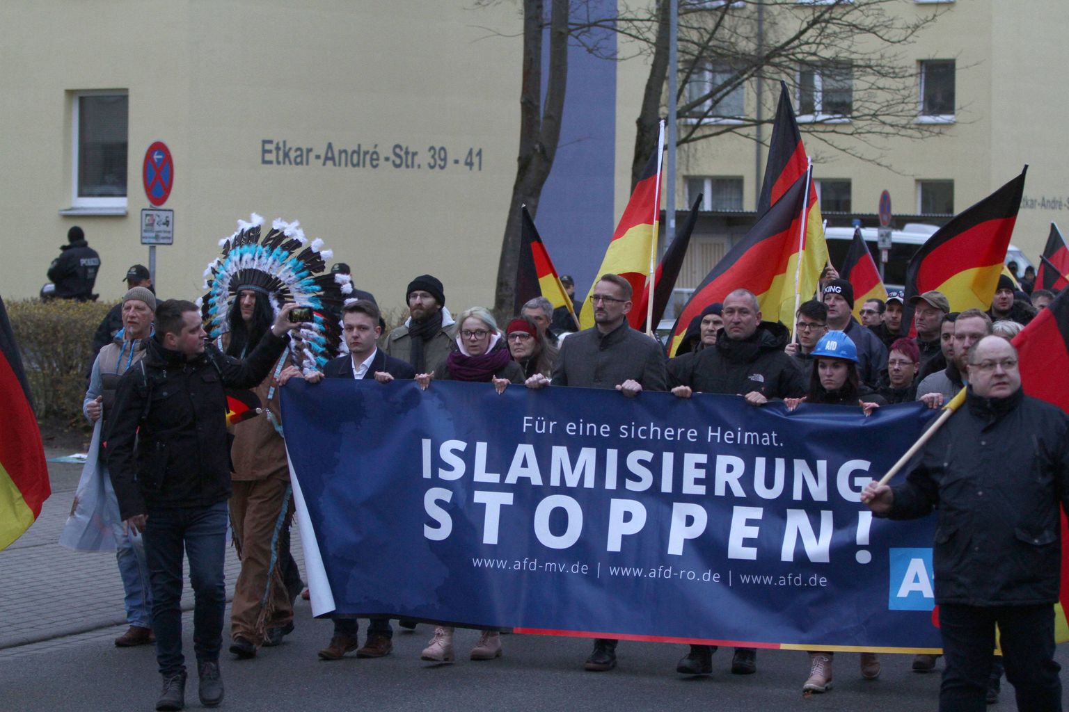 AfD toetajate meeleavaldus Rostockis 2019. aastal.