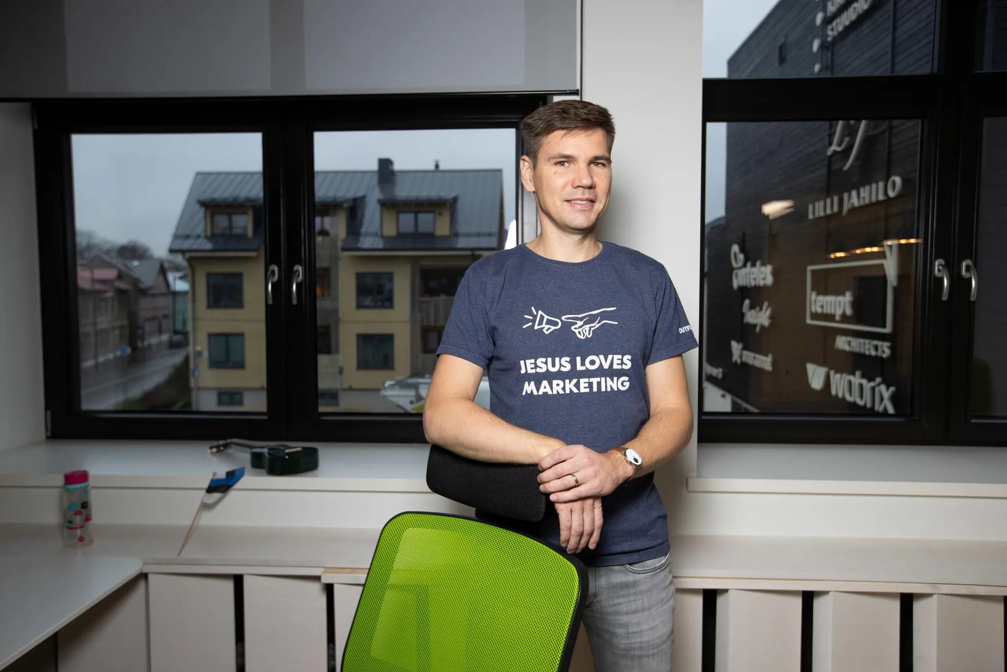 Pipedrive'i endine turundusjuht Andrus Purde oma nüüdse ettevõtte, turundustarkvara loova Outfunneli kontoris Tallinnas.