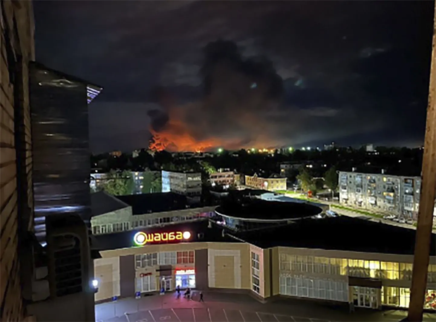 Зарево пожара в Пскове было видно издалека