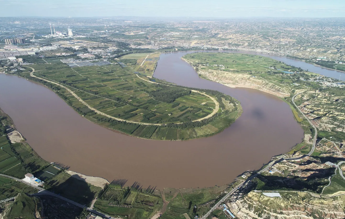 Dzeltenā upe Šansi provincē Ķīnas ziemeļaustrumos
