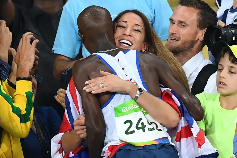 Mo Farah ja tema abikaasa Tania Farah. Foto: / AFP PHOTO / FRANCK FIFE