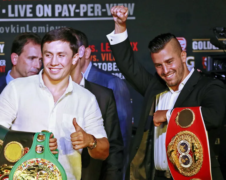 Kasahstani nokaudikuningas Gennady Golovkin (vasakul) ja David Lemieux lähevad vastamisi 17. oktoobril. Foto: