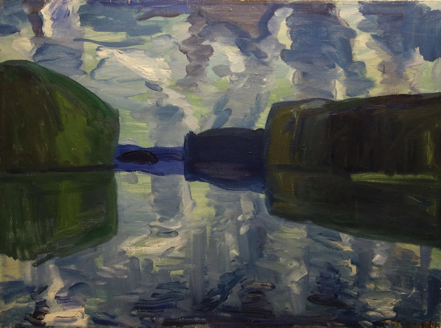 Maali «Sinine Pühajärv» on Johannes Uiga dateerinud aastaga 1993. 2 x Repro