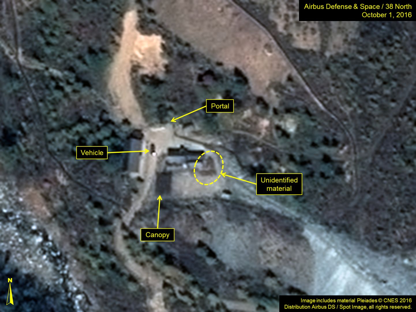 Punggye-ri tuumapolügon satelliidipildil.