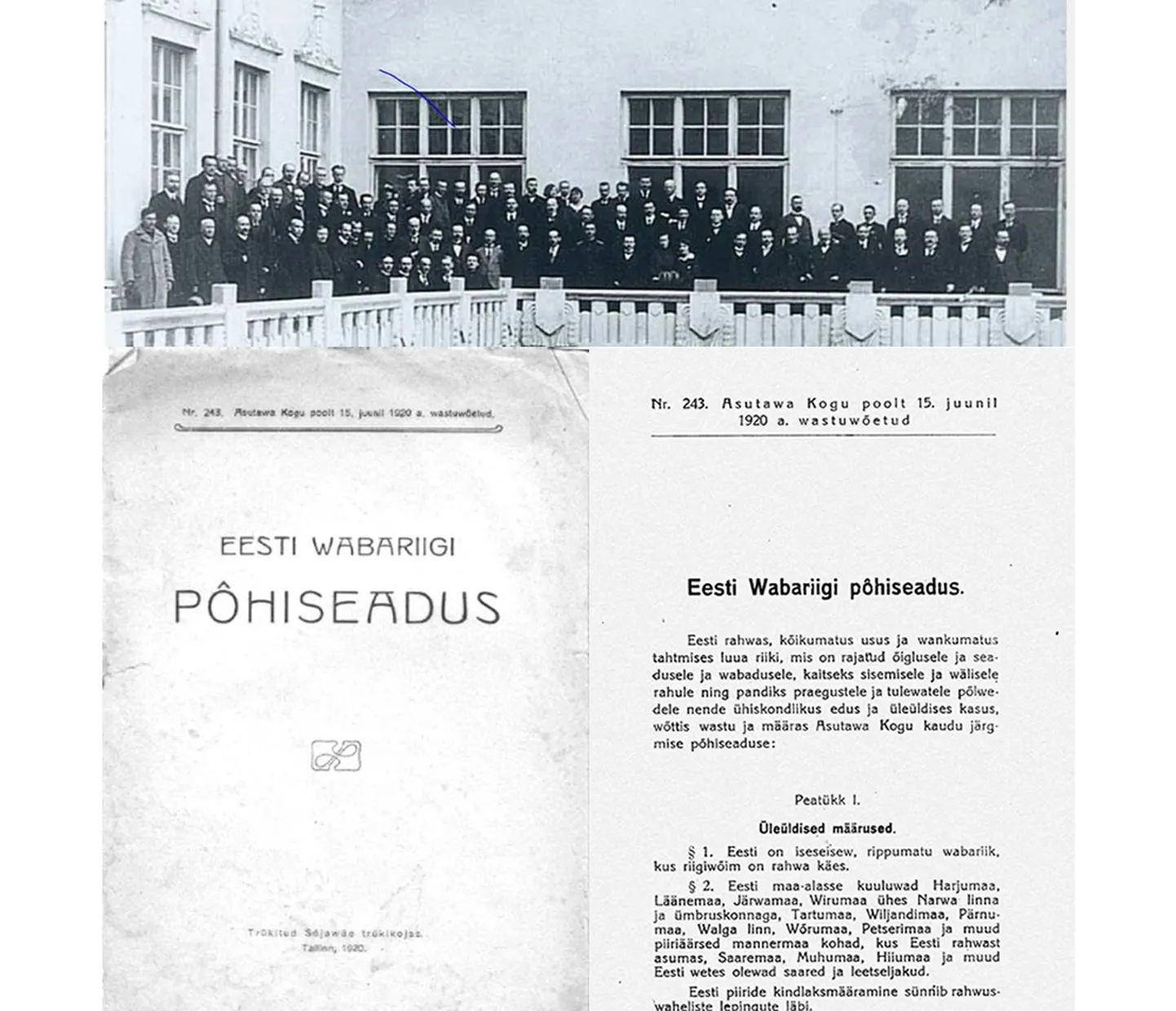 Võime uhked olla, et Eesti Vabariigi 1920. aastal vastu võetud põhiseadust peeti tollal maailma esimeseks kaasaegseks demokraatlikuks konstitutsiooniks, millega kõigile inimestele anti võrdsed õigused.