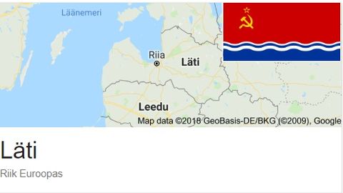 Google näitab Läti Vabariigi lipuna Läti NSV lippu