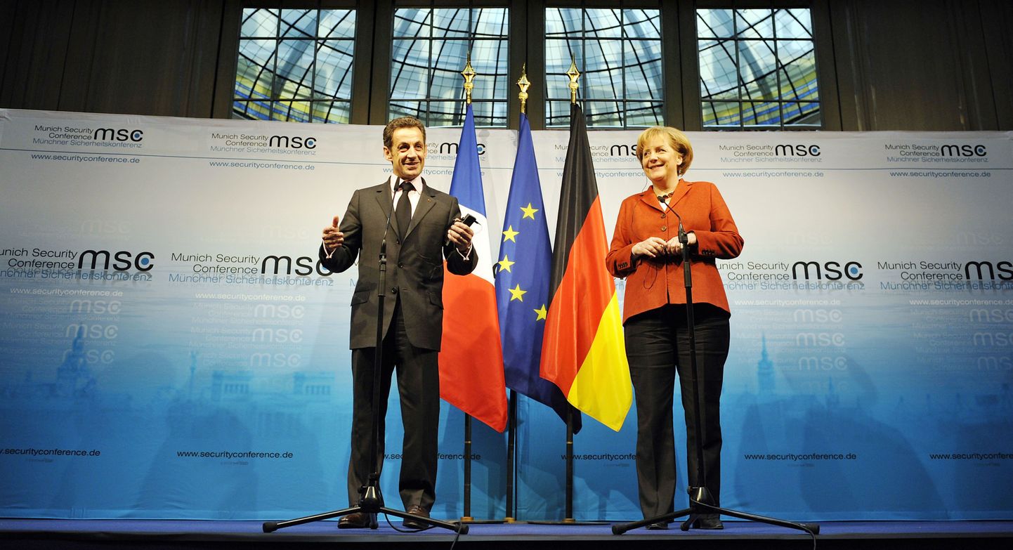 Prantsusmaa president Nicolas Sarkozy ja Saksa liidukantsler Angela Merkel tänavusel Müncheni julgeolekukonverentsil.