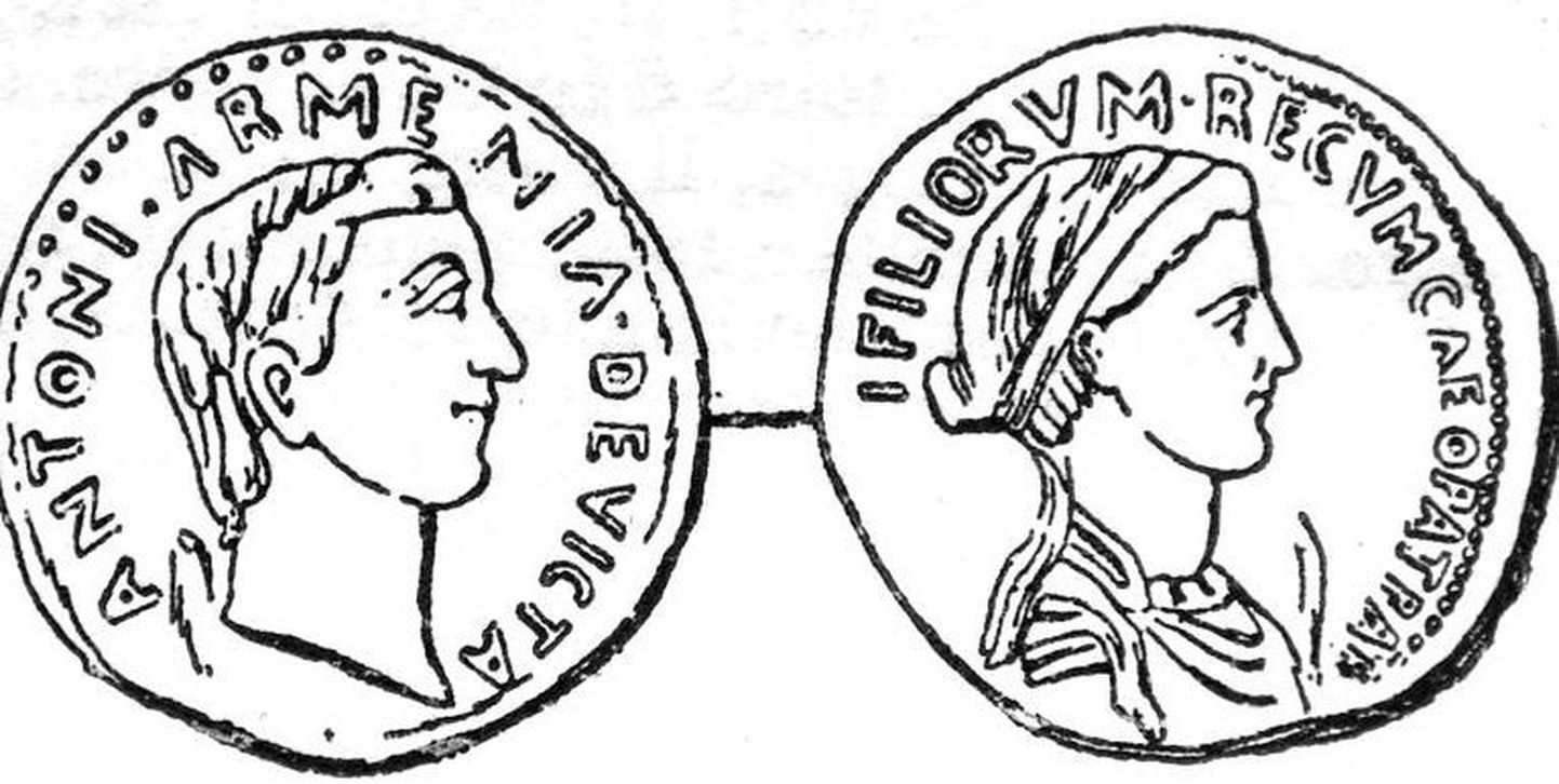 Kleopatrat ja Marcus Antoniust kujutav münt