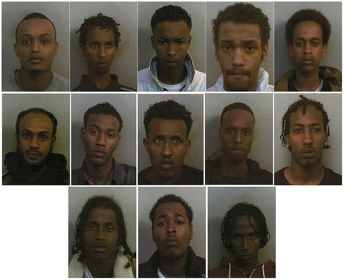 13 somaali jõugu liiget, kes mõisteti Lääne-Inglismaal seksuaalkuritegude eest süüdi 2014. aasta lõpus.