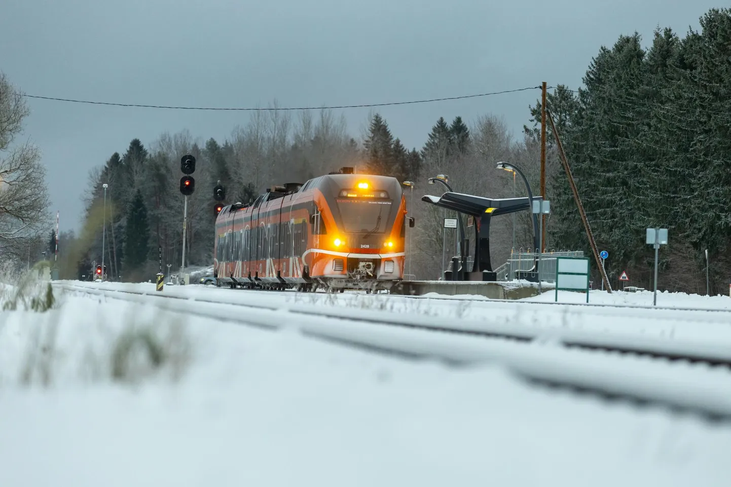 Elroni rong Tallinna–Narva liinil Kabala jaamas.