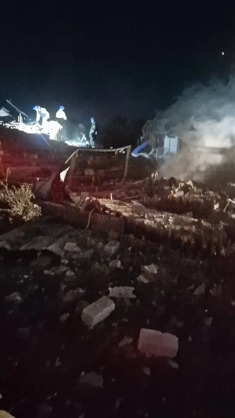 All that remained of the house after the drone attack was a pile of rubble.
