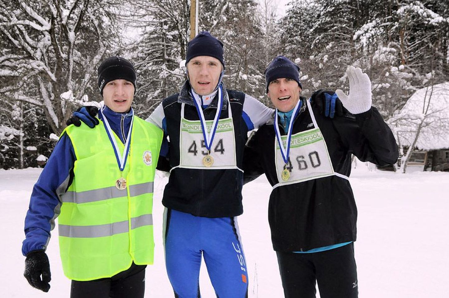 Staieri jõulujooksu kolm kiiremat olid Lauri Soolo (vaskul), Raivo Nõmm ja Ergo Kilki.