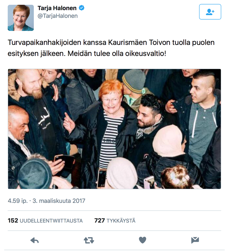 President Tarja Halonen kohtus varjupaigataotlejatega