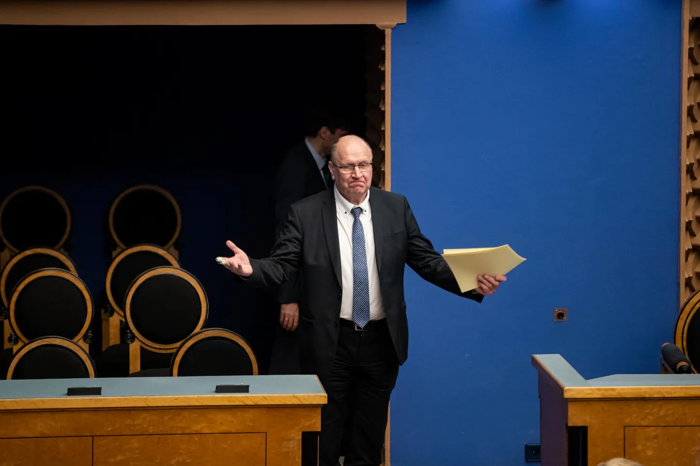 Siseminister Mart Helme riigikogu istungite saalis.