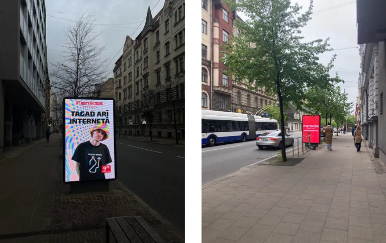 enikss veikala reklāmas pilsētvidē. Par veikala sejām izvēlēti sabiedrībā zināmi mūziķi un influenceri – Miks Dukurs, Horens Stalbe, Nikolajs Puzikovs un citi.