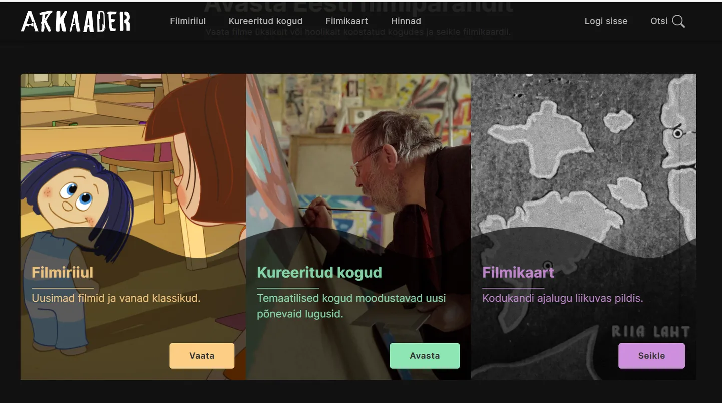 Filmiplatvorm Arkaader, uus Eesti filmi veebivärav. 