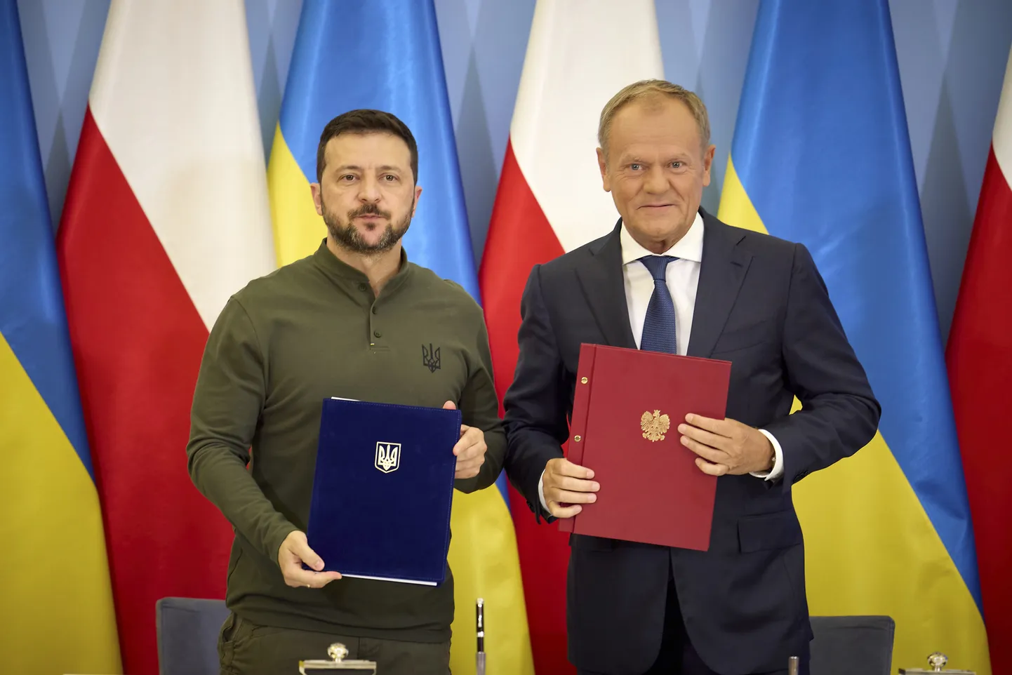 Ukraina president Volodõmõr Zelenski ja Poola peaminister Donald Tusk.