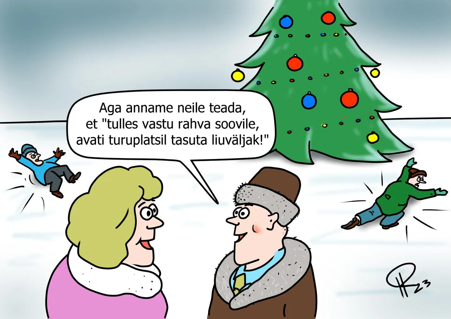 Nädala karikatuur "Uisuväljak keskväljakul".
