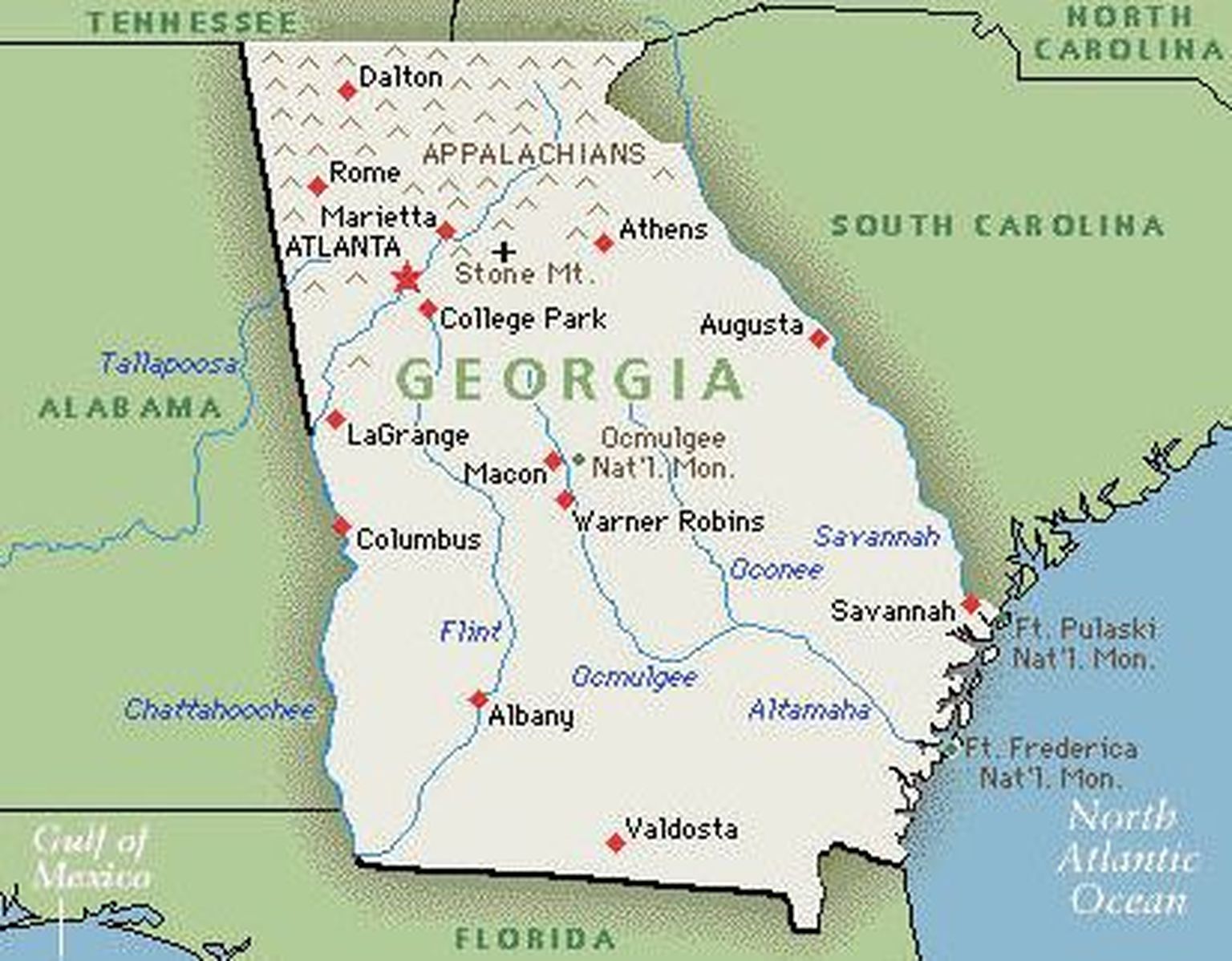 USA Georgia osariigi kaart