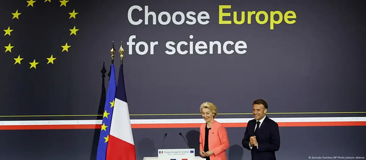 Урсула фон дер Ляйен и Эмманюэль Макрон представляют программу "Choose Europe for Science"