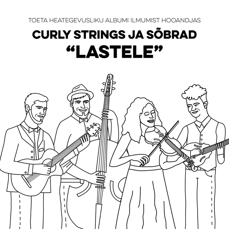 Curly Stringsi ja sõprade heategevusliku albumi “Lastele” värvimisraamatu illustratsioon