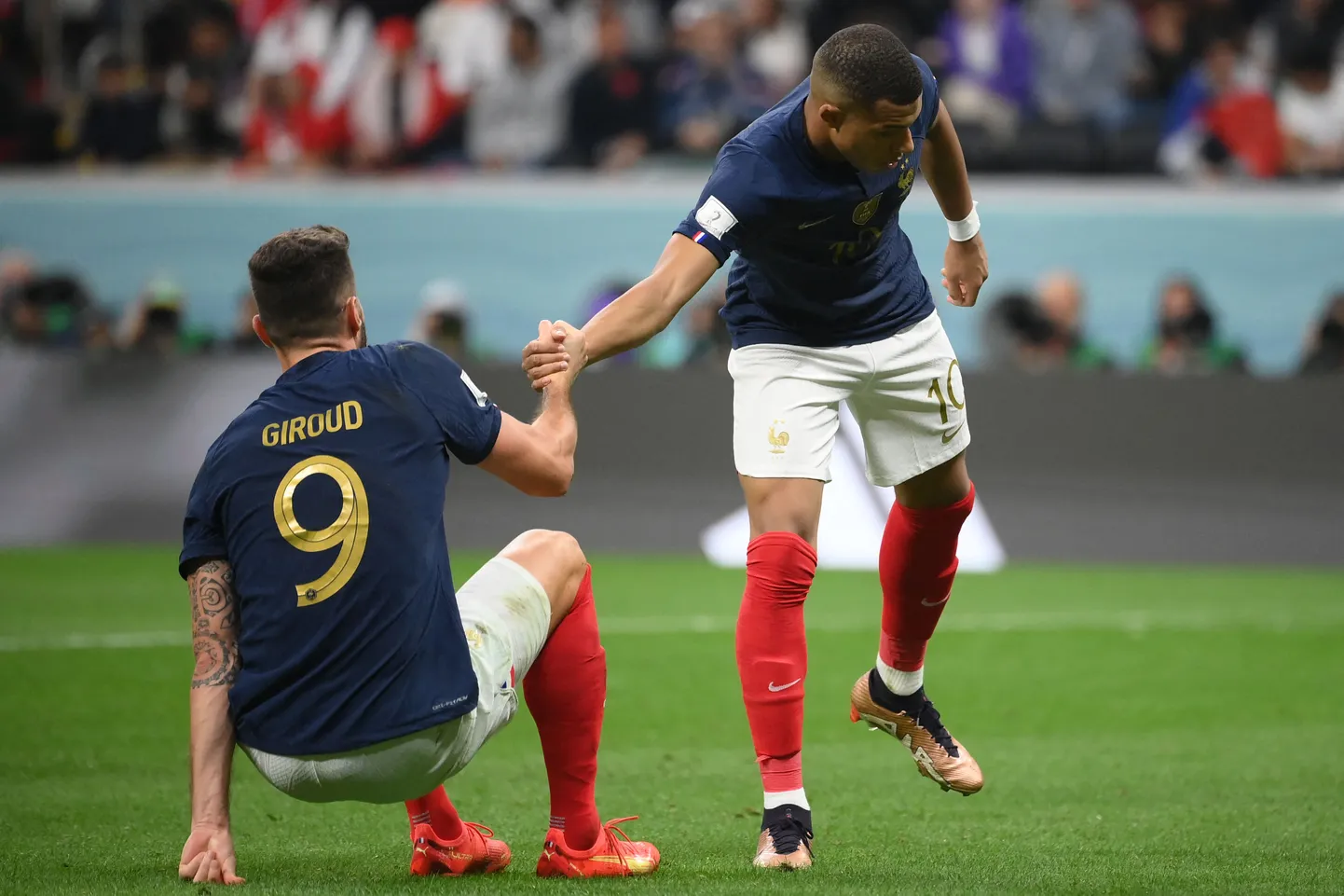 Prantsusmaa ründetähed Kylian Mbappe ja Olivier Giroud püüavad järgmisena Maroko väravalukku lahti murda.