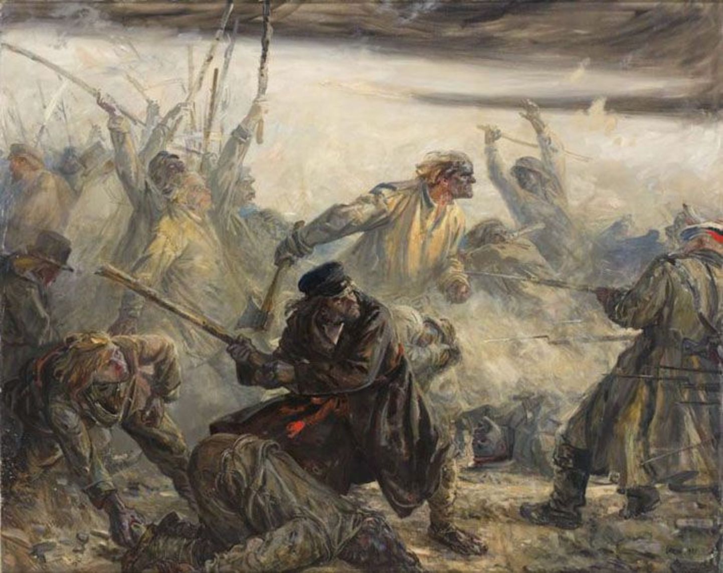 Evald Okase maalil on pool sajandit hiljem toimunud Mahtra sõda.