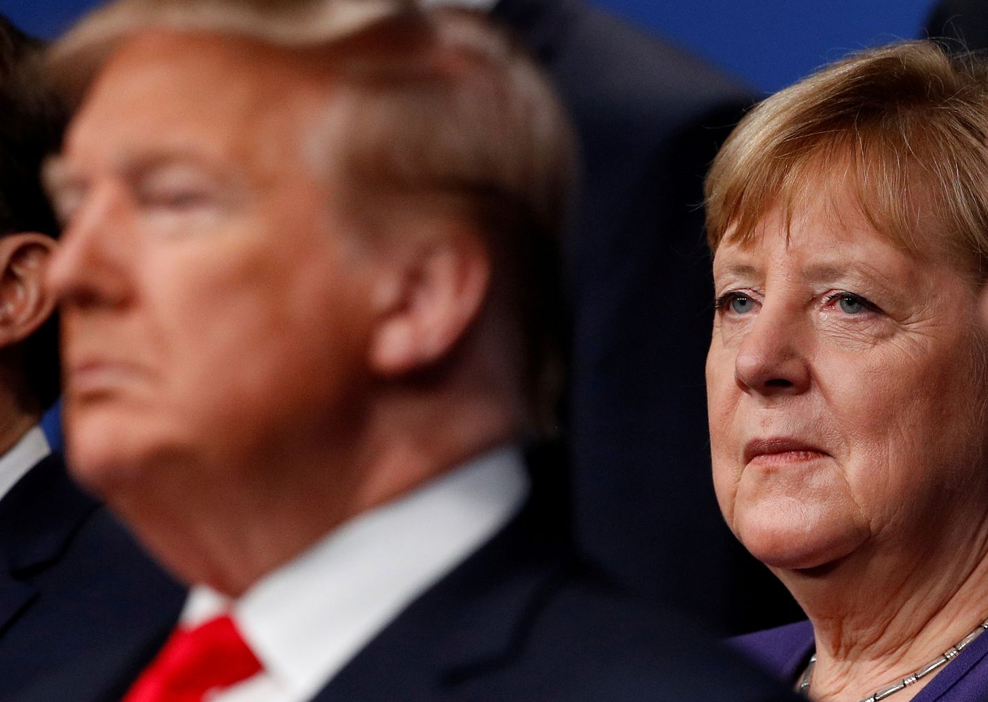 USA president Donald Trump ja Saksa kantsler Angela Merkel NATO valitsusjuhtide tippkohtumisel Inglismaal Watfordis 4. detsember 2019.