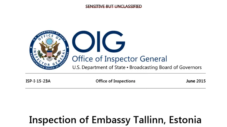Sensitive but unclassified. Raport juhib tähelepanu vajakajäämistele USA Tallinna saatkonna töös. 