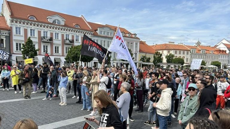 Акция в поддержку Навального в Вильнюсе.